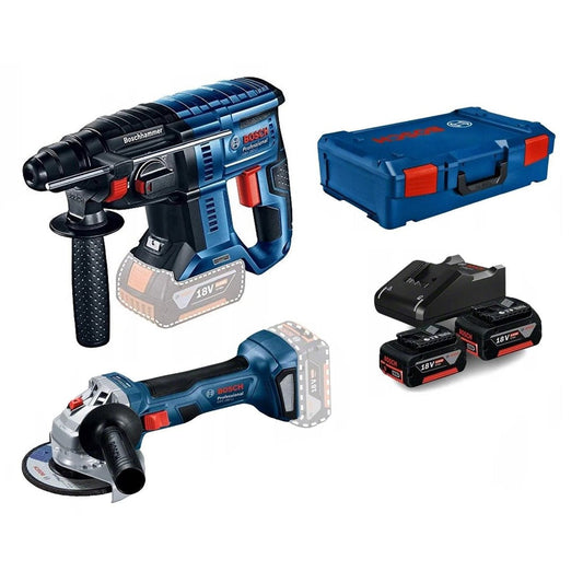 Bosch - Set ciocan rotopercutor si polizor unghiular, GBH 180-LI, GWS 180-LI, GBA 18V 4.0Ah, GAL 18V-40, 0615990N05