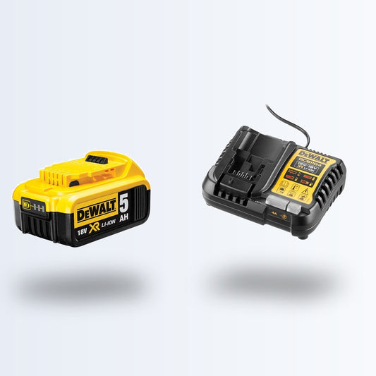 Pachet DeWALT XR 18V – DCB184 (5.0Ah) + DCB1104 (4A)