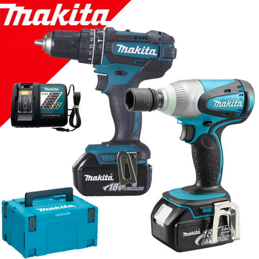 Makita - Set masini de gaurit si insurubat cu impact, DHP482Z, DTW251Z, BL1830B, DC18RC, Makpac2, DLX2133J